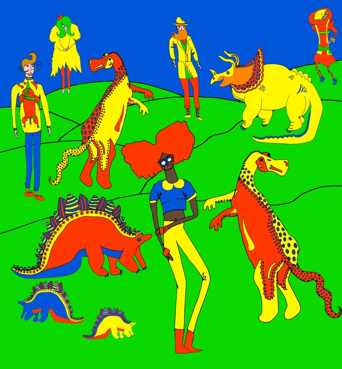 Veronica Rowlands Dinosaur Land colour xmas